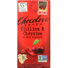CHOCOLOVE: Chilies & Cherries in Dark Chocolate, 3.2 oz