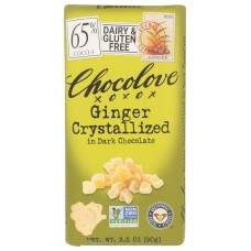 CHOCOLOVE: Dark Chocolate Bar Crystallized Ginger, 3.2 oz