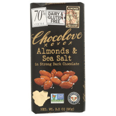 CHOCOLOVE: Almonds and Sea Salt in Strong Dark Chocolate Bar, 3.2 oz CHOCOLOVE: Almonds and Sea Salt in Strong Dark Chocolate Bar, 3.2 oz