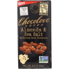 CHOCOLOVE: Almonds & Sea Salt in Strong Dark Chocolate Bar, 3.2 oz