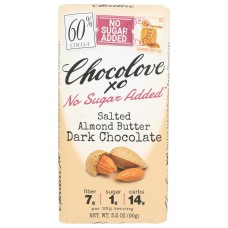 CHOCOLOVE: XO Salted Almond Butter in 60 Percent Dark Chocolate Nsa, 3.2 oz