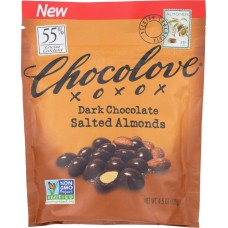 CHOCOLOVE: Dark Chocolate Salted Almonds, 4.5 oz