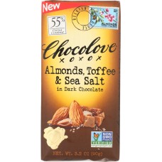 CHOCOLOVE: Almonds Toffee & Sea Salt in Dark Chocolate, 3.2 oz