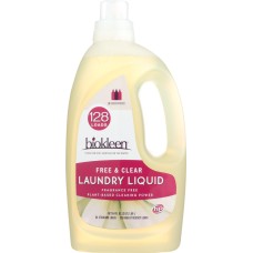 BIO KLEEN: Laundry Liquid Free and Clear Unscented, 64 oz