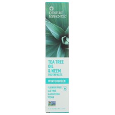 DESERT ESSENCE: Natural Tea Tree Oil and Neem Toothpaste Wintergreen, 6.25 oz