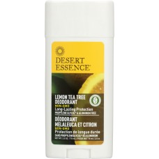 DESERT ESSENCE: Deodorant Lemon Tea Tree, Long-Lasting Protection, Propylene Glycol & Aluminum Free, 2.5 oz