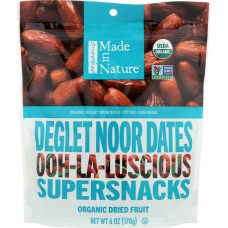 MADE IN NATURE: Delectable Delget Noor Dates Pitted Sun-Dried & Unsulfurated Organic 6 Oz