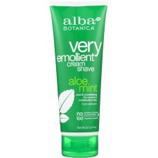 ALBA BOTANICA: Very Emollient Cream Shave Aloe Mint, 8 Oz