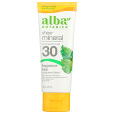 ALBA BOTANICA: Sunblock Fragrance Free Mineral SPF 30, 4 oz