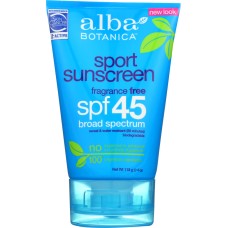 ALBA BOTANICA: Natural Very Emollient Sunscreen Sport SPF 45, 4 oz