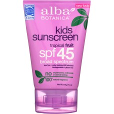 ALBA BOTANICA: Natural Very Emollient Sunscreen Kids SPF 45, 4 oz