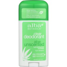 ALBA BOTANICA: Clear Enzyme Deodorant Stick Aloe Unscented, 2 oz