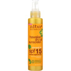 ALBA BOTANICA: Coconut Dry Oil with SPF 15 Natural Sunscreen, 4.5 oz