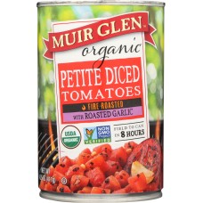 MUIR GLEN: Organic Fire Roasted Diced Tomatoes With Garlic, 14.5 oz