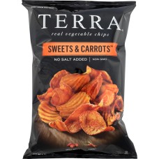 TERRA CHIPS: Sweets and Carrots Sweet Potato Chips No Salt Added, 6 oz