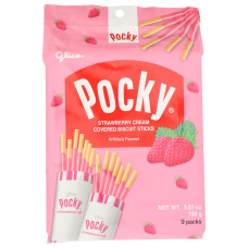 GLICO: Strawberry Cream Covered Biscuit Sticks, 3.81 oz