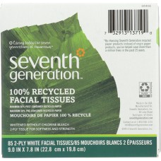 SEVENTH GENERATION: Facial Tissue White Unscented 85 Counts, 1 ea