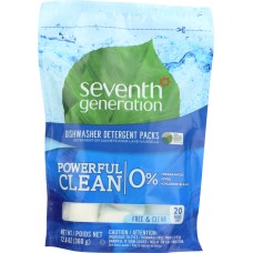 SEVENTH GENERATION: Natural Dishwasher Detergent Packs Free & Clear 20 packs, 12.6 oz