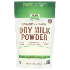 NOW: Organic Non Fat Dry Milk Powder, 12 oz