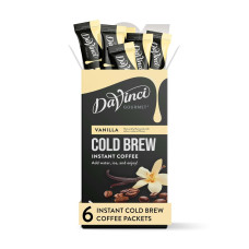DAVINCI GOURMET: Vanilla Cold Brew Instant Coffee Packets 6ct, 3.18 oz DAVINCI GOURMET: Vanilla Cold Brew Instant Coffee Packets 6ct, 3.18 oz
