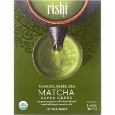 RISHI TEA: Matcha Super Green Tea 15 Tea Bags, 40.5 gm