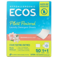 ECOS: Laundry Detergent Sheets Magnolia And Lily, 50 ea