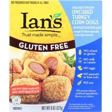 IAN'S NATURAL FOODS: Breaded Popcorn Turkey Corn Dogs, 8 oz