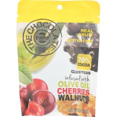 THE CHOCOLATE TRADER: Dark Chocolate Olive Oil Cherries Walnuts, 3.6 oz