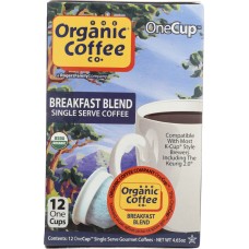 ORGANIC COFFEE CO.: One Cup Breakfast Blend Coffee, 12 One Cups