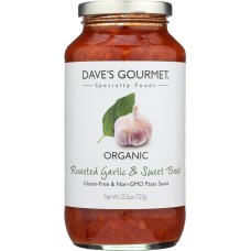 DAVE'S GOURMET: Organic Roasted Garlic and Sweet Basil Pasta Sauce, 25.5 Oz