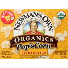 NEWMANS OWN ORGANIC: Microwave Popcorn Extra Butter, 9.9 oz