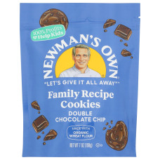 NEWMANS OWN ORGANIC: Double Chocolate Chip Family Recipe Cookies, 7 oz NEWMANS OWN ORGANIC: Double Chocolate Chip Family Recipe Cookies, 7 oz