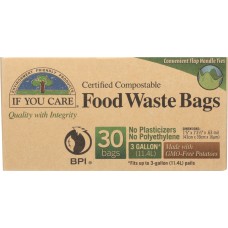 IF YOU CARE: 3 Gallon Compostable Food Waste Bags, 30 bg
