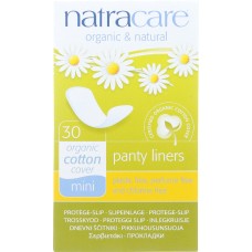 NATRACARE: Organic and Natural Panty Liners Cotton Cover Mini, 30 Liners