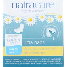 NATRACARE: Natural Ultra Pads Cotton Cover Super, 12 Pads
