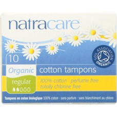 NATRACARE: Regular Non-Applicator Organic Cotton Tampons, 10 pc