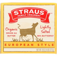 STRAUS: Organic Lightly Salted European Style Butter, 8 oz