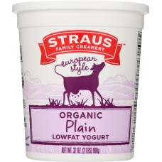 STRAUS: Organic Low Fat Plain European Style Yogurt, 32 oz