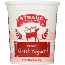 STRAUS: Organic Plain Whole Greek Yogurt, 32 oz