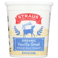 STRAUS: Organic Whole Milk Greek Vanilla Yogurt, 32 oz