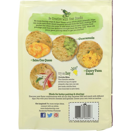 THE BETTER CHIP Jalapeno Whole Grain Chips, 6.4 oz