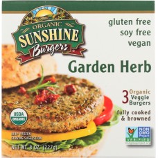 SUNSHINE BURGER: Organic Garden Herb Veggie Burger, 8 oz