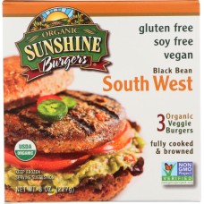 SUNSHINE BURGER: Organic Black Bean Southwest Veggie Burger, 8 oz