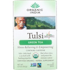 ORGANIC INDIA: Tulsi Green Tea, 18 Tea Bags, 1.21 oz