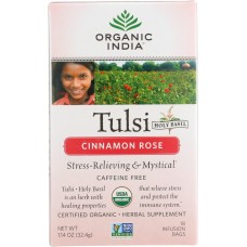ORGANIC INDIA: Organic Tulsi Cinnamon Rose Tea, 18 bg