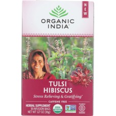 ORGANIC INDIA: Tea Hibiscus Infusion Tulsi, 18 bg