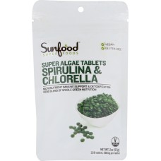 SUNFOOD SUPERFOODS: Spirulina Chlorella Tablets, 2 oz