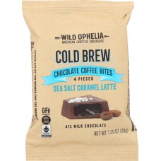 WILD OPHELIA: Cold Brew Chocolate Coffee Bites Sea Salt Caramel Latte, 1.39 oz