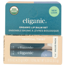 CLIGANIC: Organic Lip Balm Set Tropical Twist, 2 ea