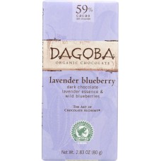 DAGOBA: Organic Chocolate Lavender Blueberry Dark Chocolate Bar, 2.83 oz